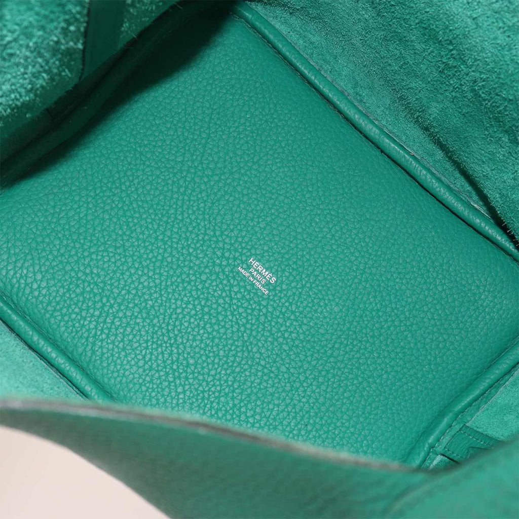Hermes Picotin Lock 22 Hand Bag Taurillon Clemence Vert Veron Silver — view 8