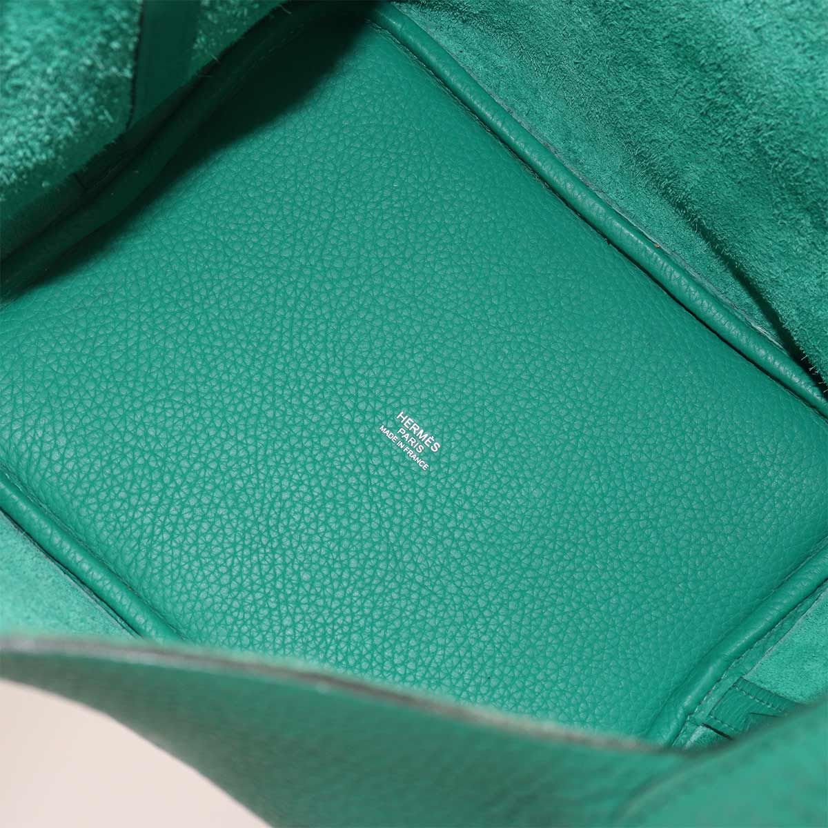 Hermes Picotin Lock 22 Hand Bag Taurillon Clemence Vert Veron Silver — view 8