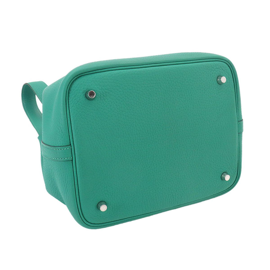 Hermes Picotin Lock 22 Hand Bag Taurillon Clemence Vert Veron Silver — view 5