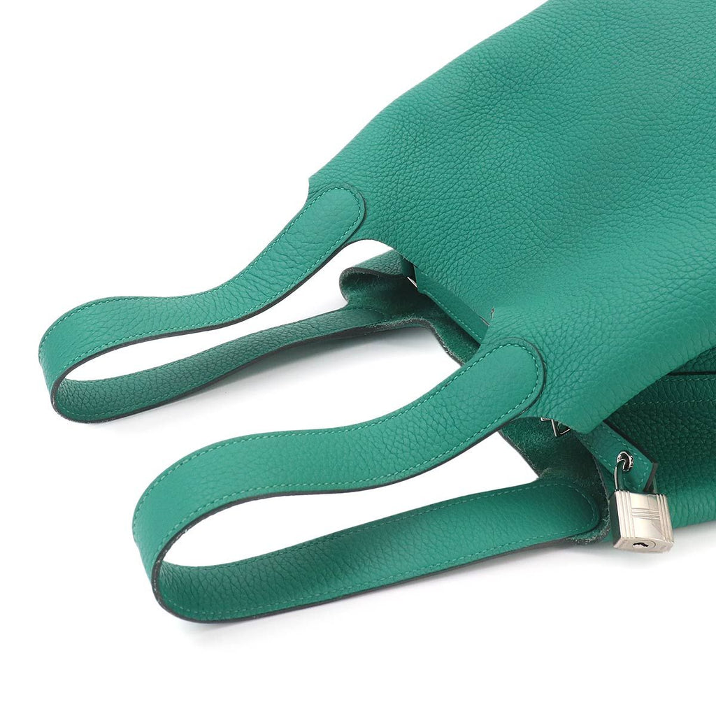 Hermes Picotin Lock 22 Hand Bag Taurillon Clemence Vert Veron Silver — view 6