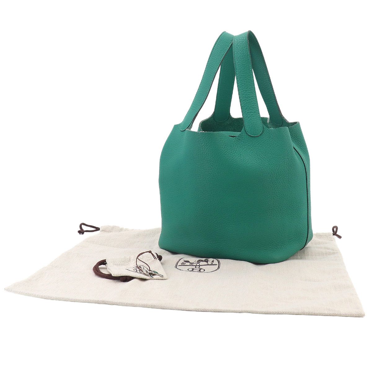 Hermes Picotin Lock 22 Hand Bag Taurillon Clemence Vert Veron Silver — view 2