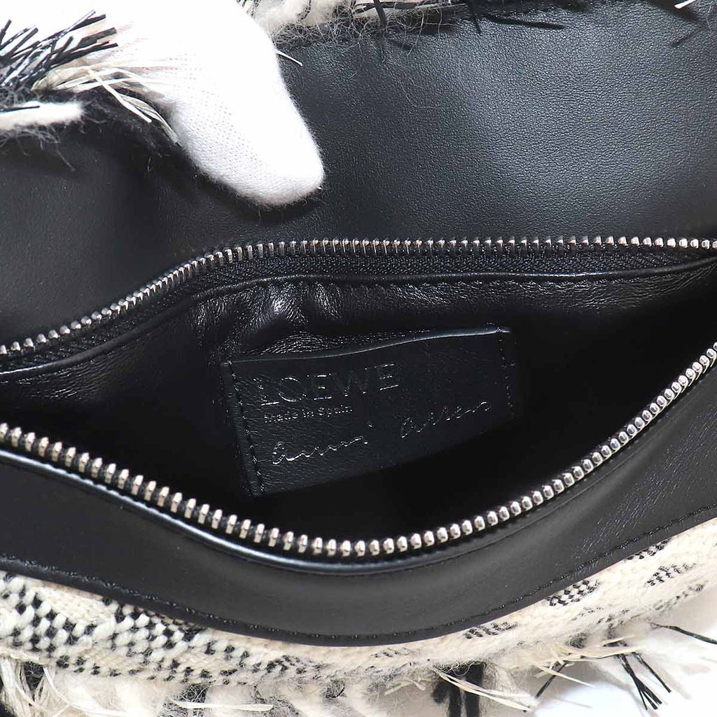 Loewe Puzzle Bag Small 2-Way Bag Cotton Yarn White Black — view 8