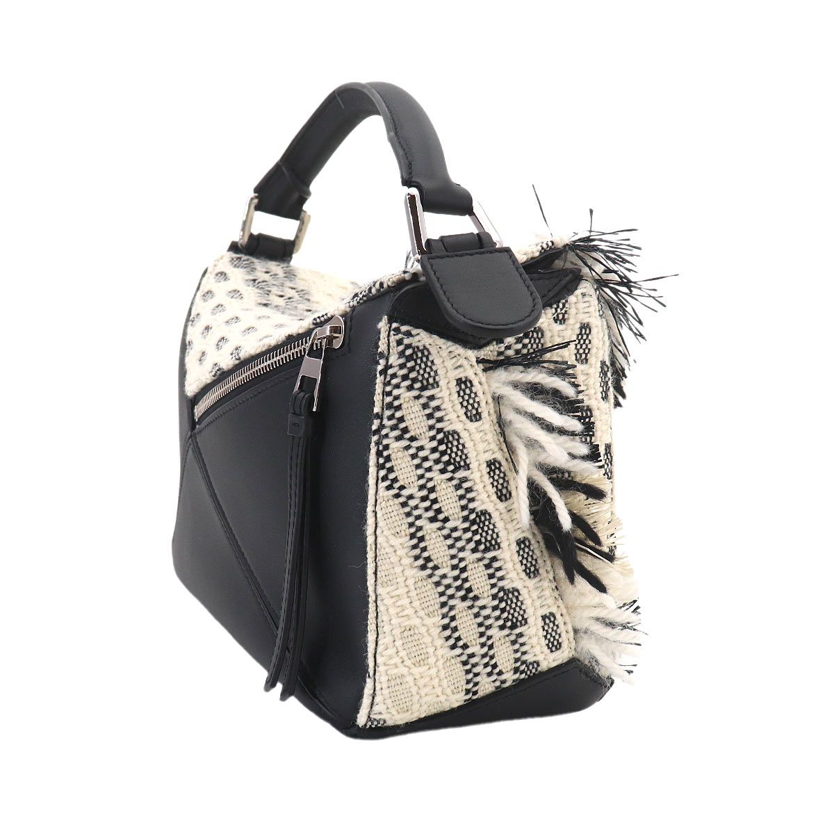 Loewe Puzzle Bag Small 2-Way Bag Cotton Yarn White Black — view 4