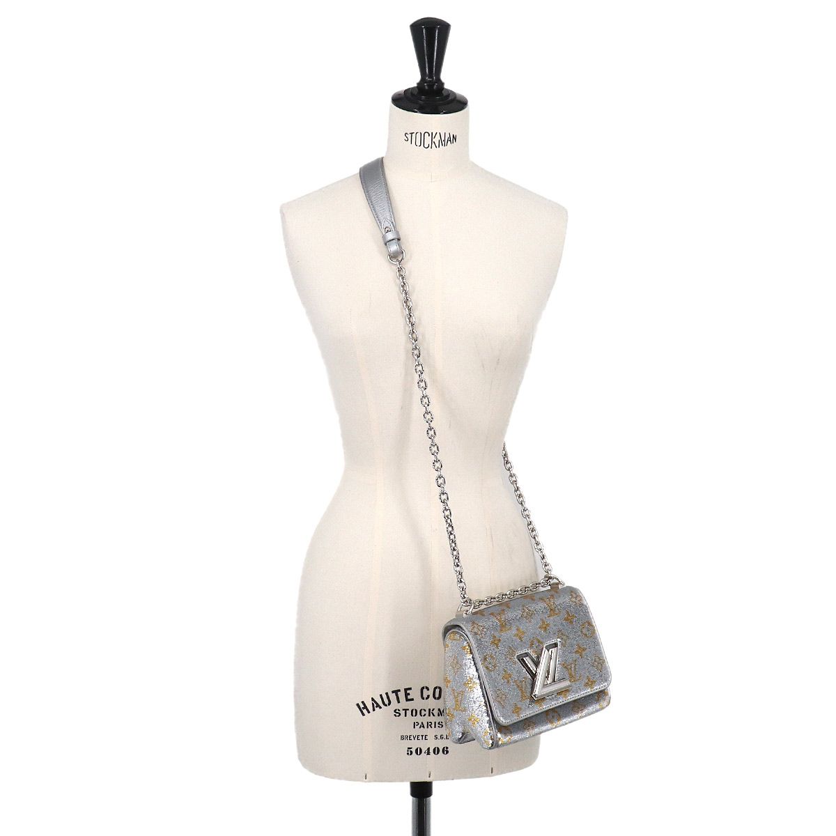 Louis Vuitton Monogram Sequin Twist PM Chain Shoulder Bag Silver — view 9