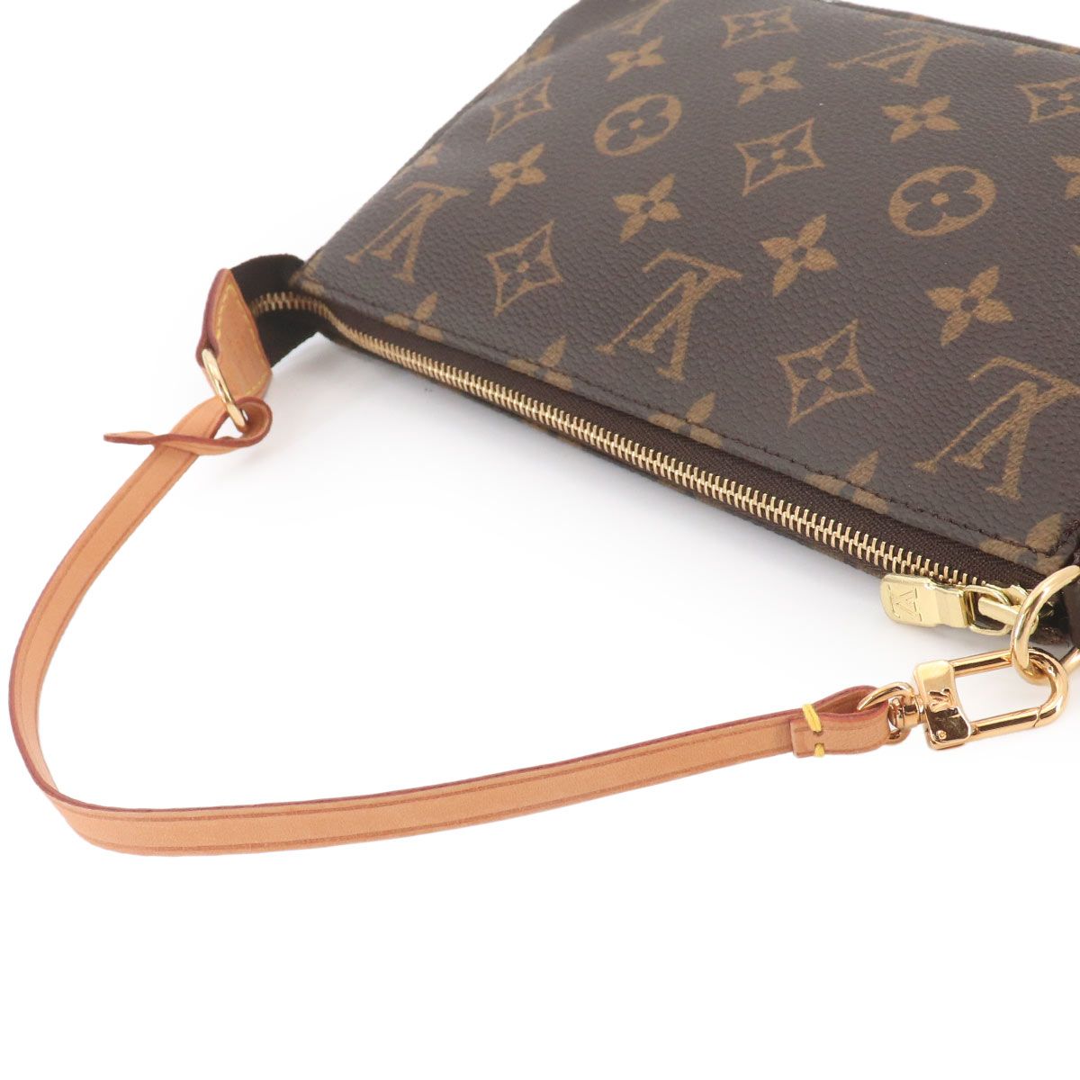 Louis Vuitton Monogram Pochette Hand Bag Brown Gold — view 6