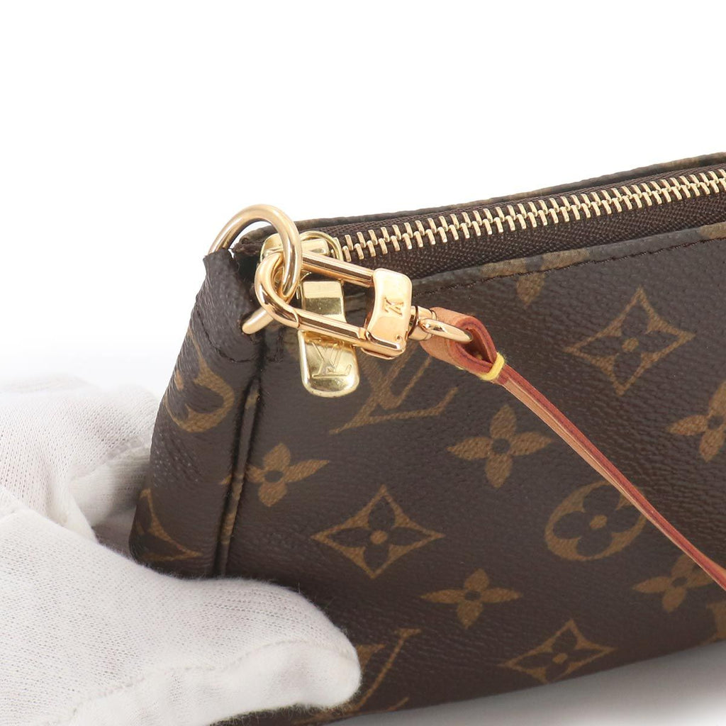 Louis Vuitton Monogram Pochette Hand Bag Brown Gold — view 9