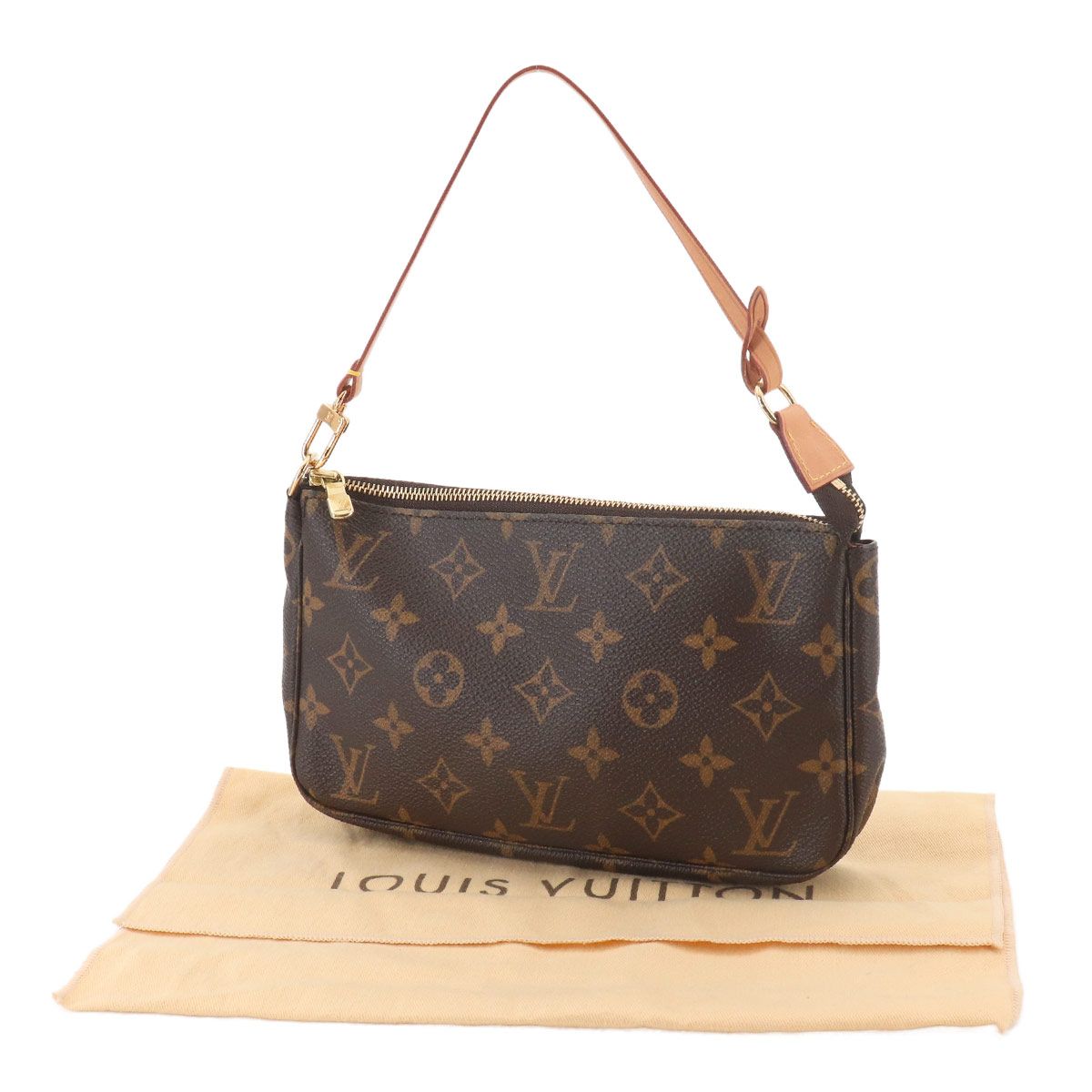 Louis Vuitton Monogram Pochette Hand Bag Brown Gold — view 2