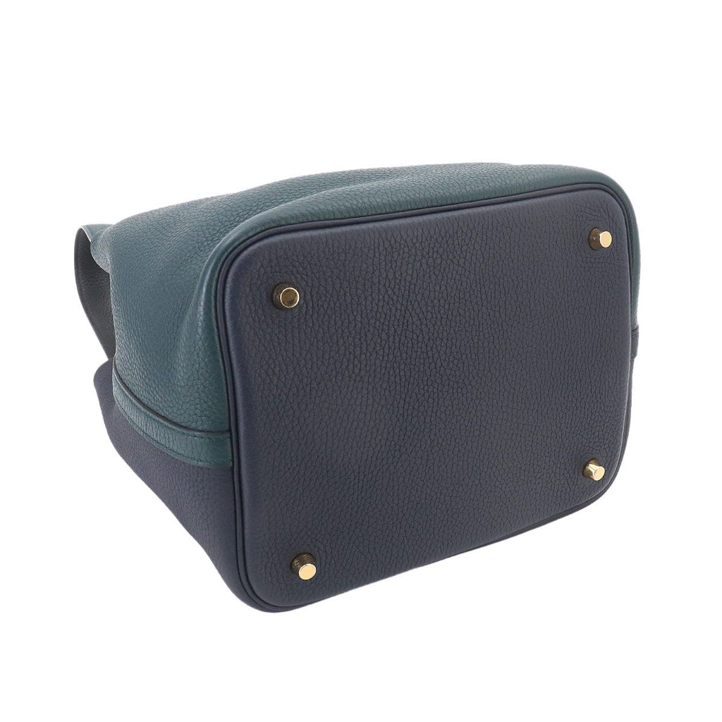 Hermes Picotin Lock 22 Kazak MM Hand Bag Taurillon Clemence Vert Chypre Blue New — view 5