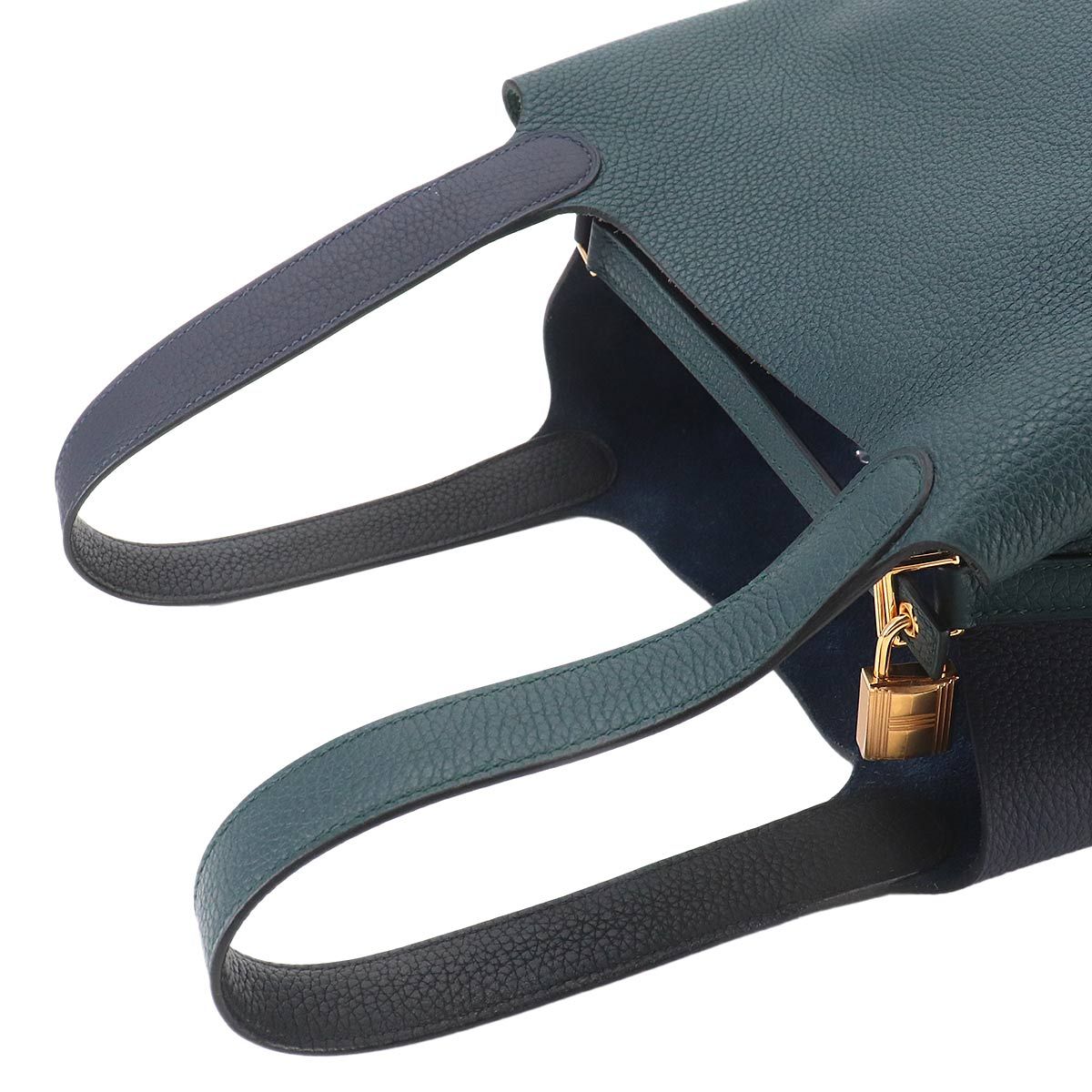 Hermes Picotin Lock 22 Kazak MM Hand Bag Taurillon Clemence Vert Chypre Blue New — view 6