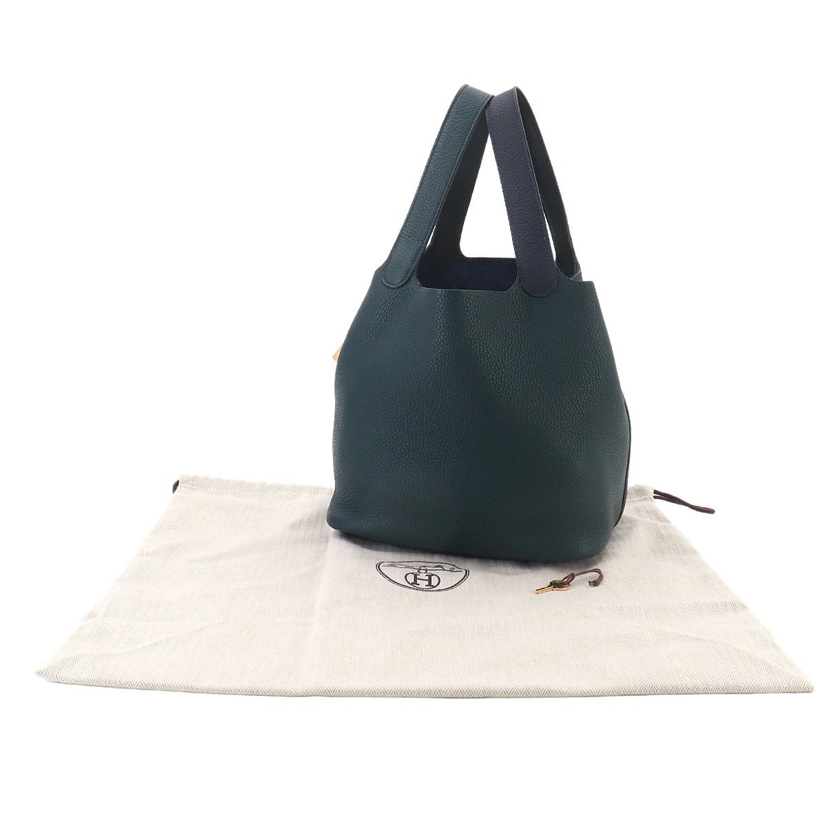 Hermes Picotin Lock 22 Kazak MM Hand Bag Taurillon Clemence Vert Chypre Blue New — view 2