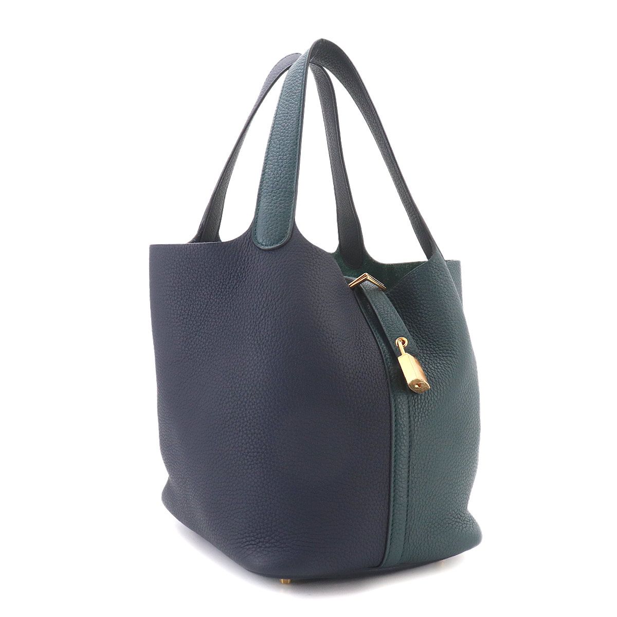 Hermes Picotin Lock 22 Kazak MM Hand Bag Taurillon Clemence Vert Chypre Blue New — view 4