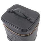 Chanel Vanity Hand Bag Caviar Leather Black CC Logo Gold — view 5