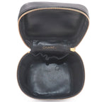Chanel Vanity Hand Bag Caviar Leather Black CC Logo Gold — view 6