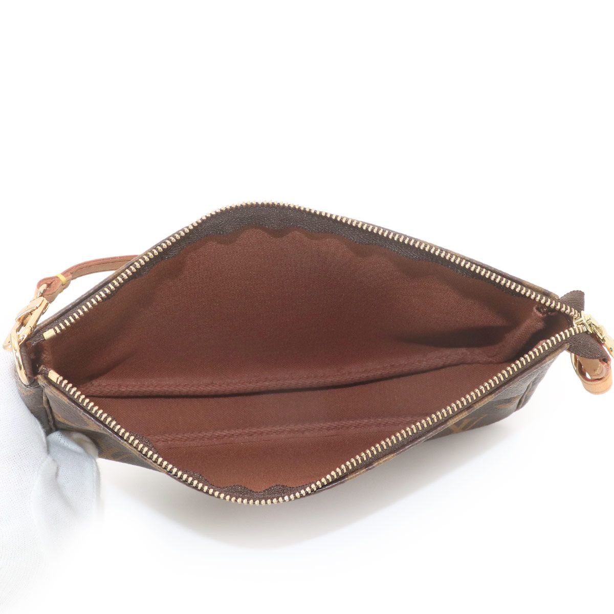 Louis Vuitton Monogram Pochette Hand Bag Brown Gold — view 6