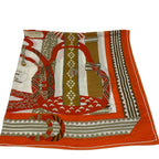 Hermes Carre Geant Fantaisie Detriers Stirrup Fantasy Shawl Orange Scarf — view 4