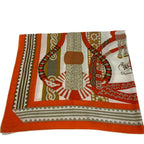 Hermes Carre Geant Fantaisie Detriers Stirrup Fantasy Shawl Orange Scarf — view 2