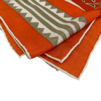 Hermes Carre Geant Fantaisie Detriers Stirrup Fantasy Shawl Orange Scarf — view 7