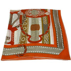 Hermes Carre Geant Fantaisie Detriers Stirrup Fantasy Shawl Orange Scarf — view 3