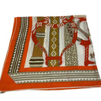 Hermes Carre Geant Fantaisie Detriers Stirrup Fantasy Shawl Orange Scarf — view 5