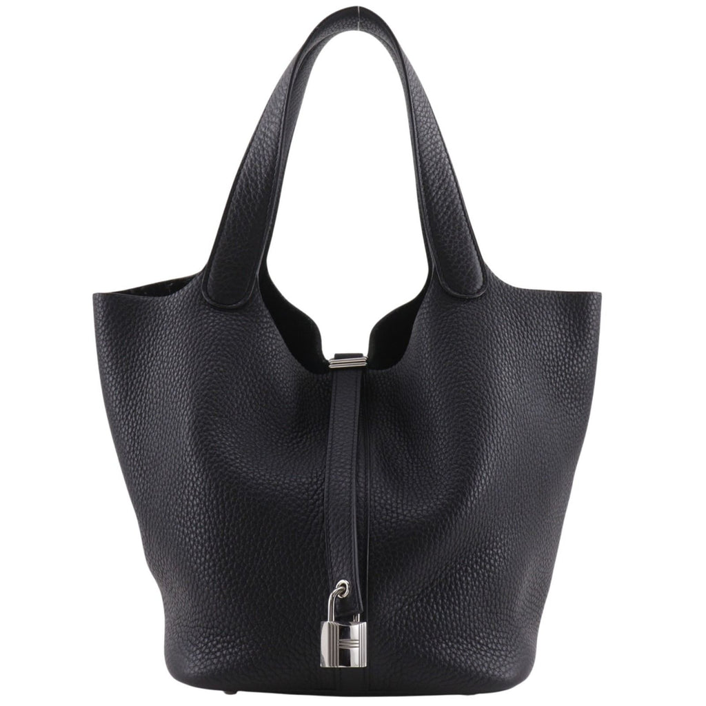 Hermes Picotin Lock 22 Taurillon Clemence Black Silver Handbag