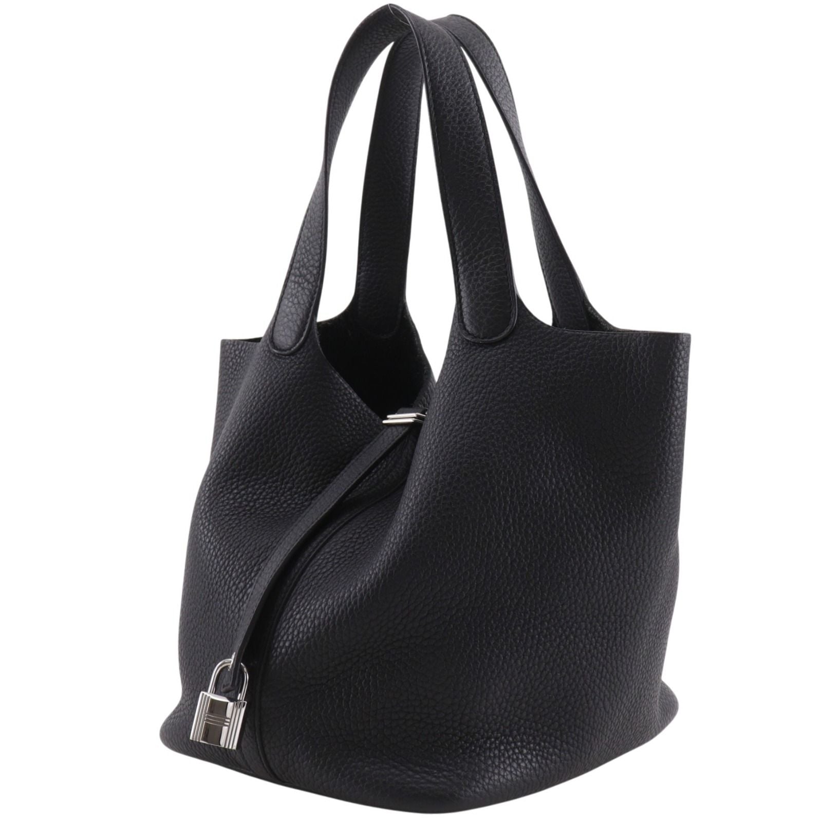 Hermes Picotin Lock 22 Taurillon Clemence Black Silver Handbag — view 2