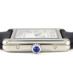 Cartier Watch Tank Solo SM Rectangular White Dial Roman Index SS Leather Quartz — view 2