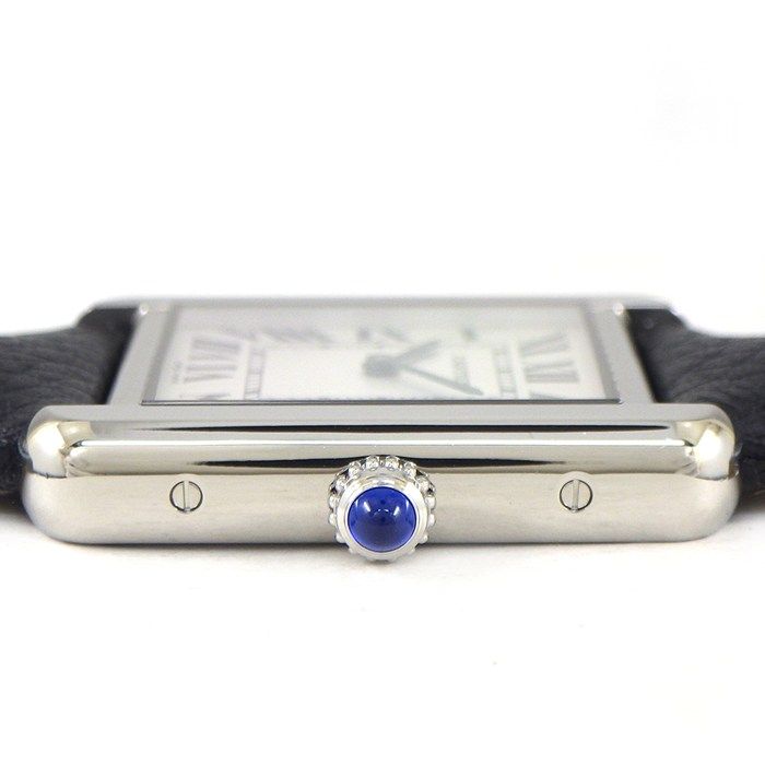 Cartier Watch Tank Solo SM Rectangular White Dial Roman Index SS Leather Quartz — view 2