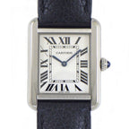 Cartier Watch Tank Solo SM Rectangular White Dial Roman Index SS Leather Quartz