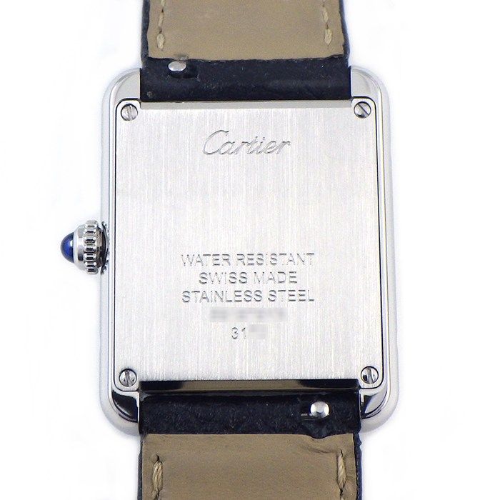 Cartier Watch Tank Solo SM Rectangular White Dial Roman Index SS Leather Quartz — view 4