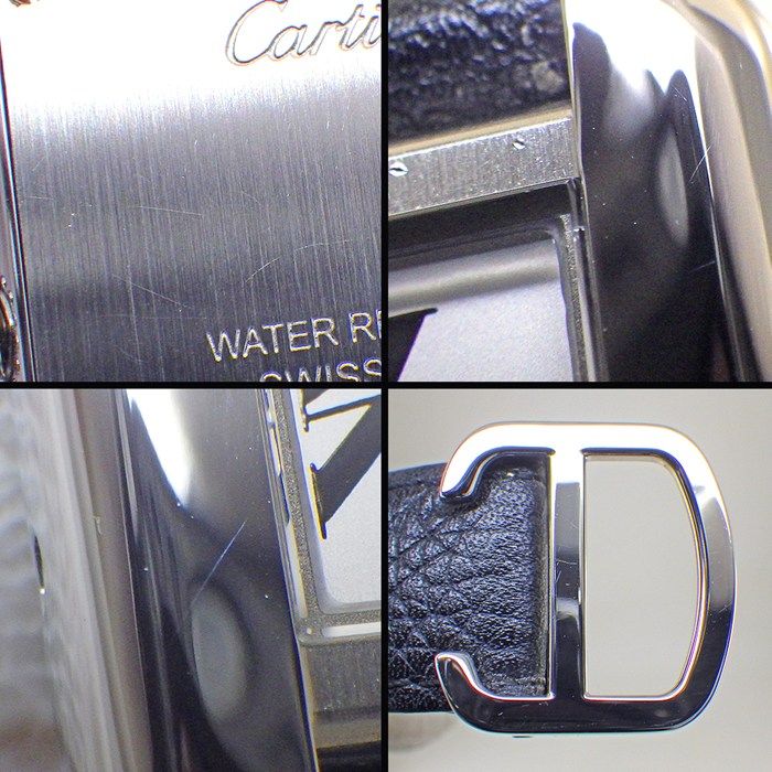 Cartier Watch Tank Solo SM Rectangular White Dial Roman Index SS Leather Quartz — view 7