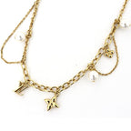 Louis Vuitton Blue Ming Pearl Necklace Faux Metal Gold — view 3