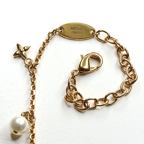 Louis Vuitton Blue Ming Pearl Necklace Faux Metal Gold — view 4