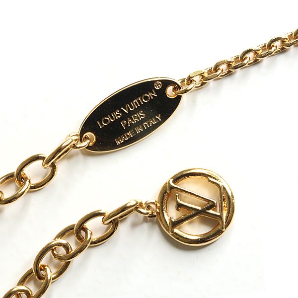 Louis Vuitton Blue Ming Pearl Necklace Faux Metal Gold — view 5