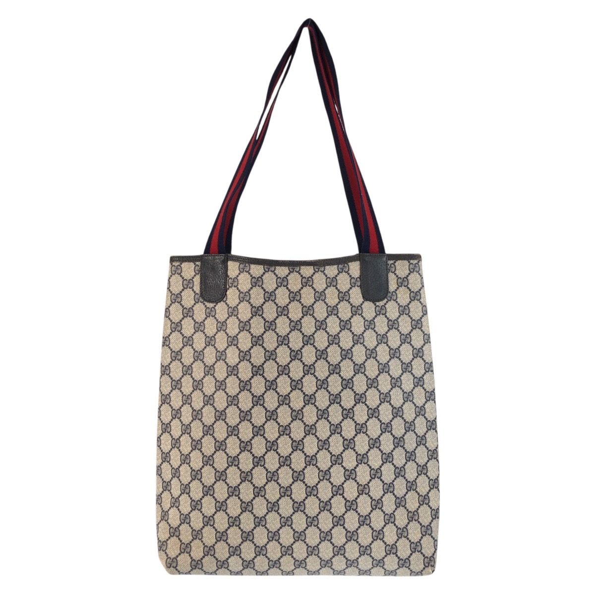 Gucci Vintage Sherry Line Blue Gray GG Supreme Canvas Leather Shoulder — view 2