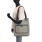 Gucci Vintage Sherry Line Blue Gray GG Supreme Canvas Leather Shoulder — view 7