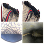 Gucci Vintage Sherry Line Blue Gray GG Supreme Canvas Leather Shoulder — view 6