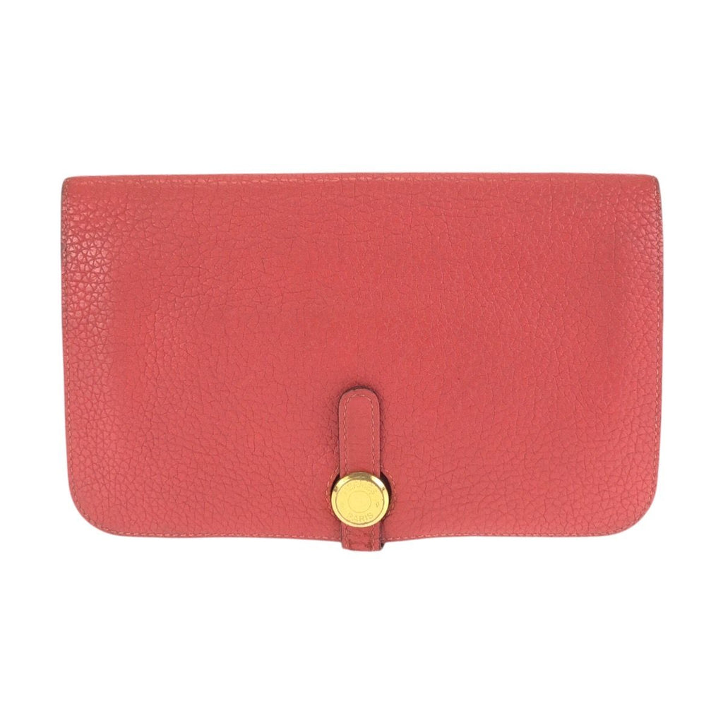 Hermes Dogon GM Rouge Tomato Red Gold Togo Wallet