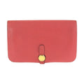 Hermes Dogon GM Rouge Tomato Red Gold Togo Wallet
