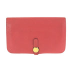 Hermes Dogon GM Rouge Tomato Red Gold Togo Wallet