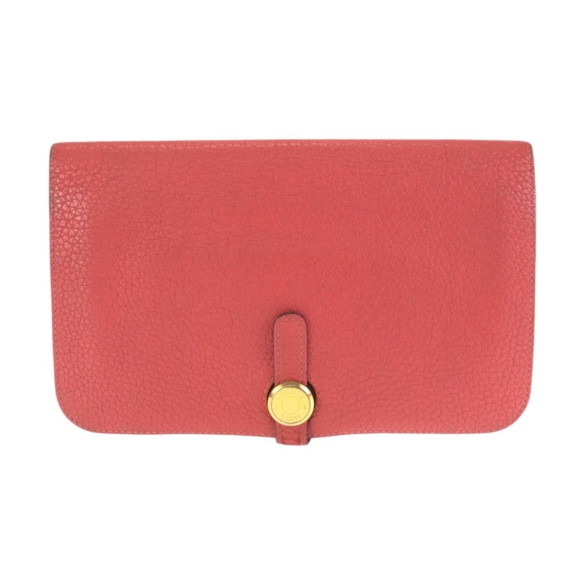 Hermes Dogon GM Rouge Tomato Red Gold Togo Wallet