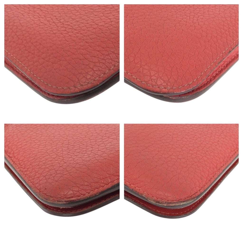 Hermes Dogon GM Rouge Tomato Red Gold Togo Wallet — view 3