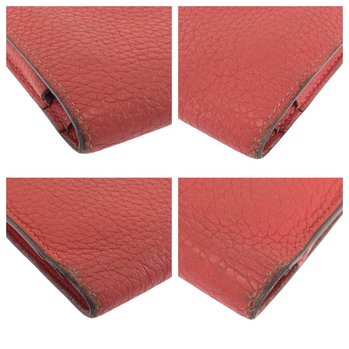 Hermes Dogon GM Rouge Tomato Red Gold Togo Wallet — view 4