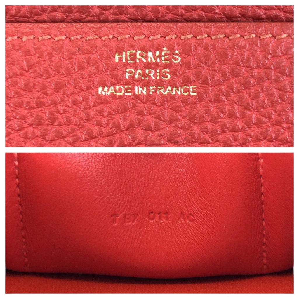 Hermes Dogon GM Rouge Tomato Red Gold Togo Wallet — view 5