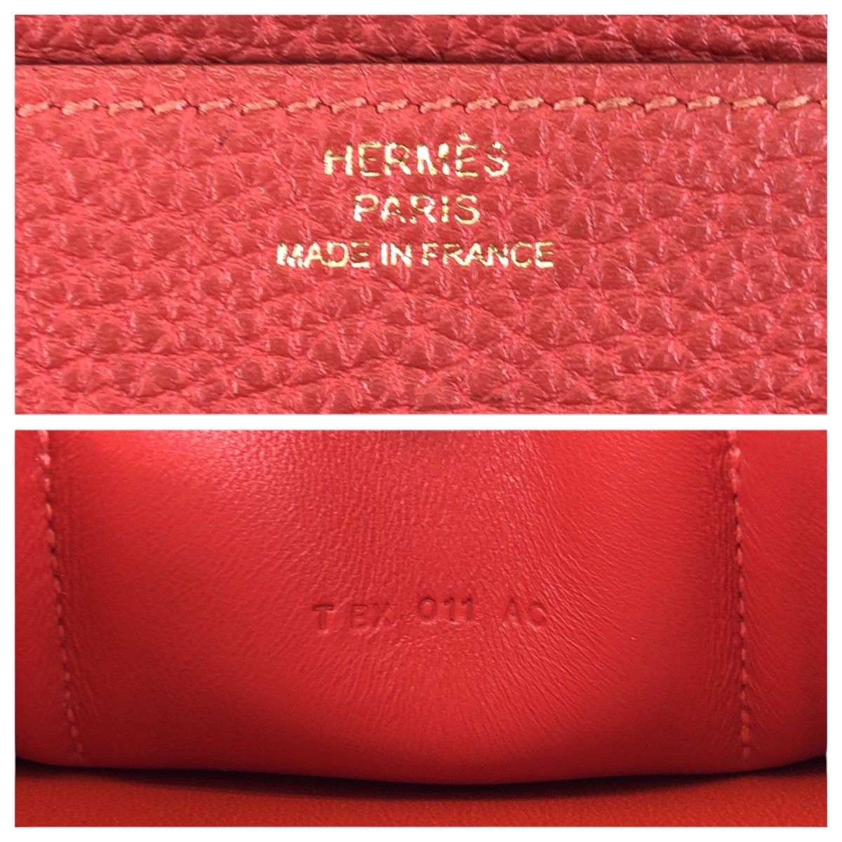 Hermes Dogon GM Rouge Tomato Red Gold Togo Wallet — view 5