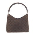 Gucci Bamboo Brown Silver Suede 008 Shoulder