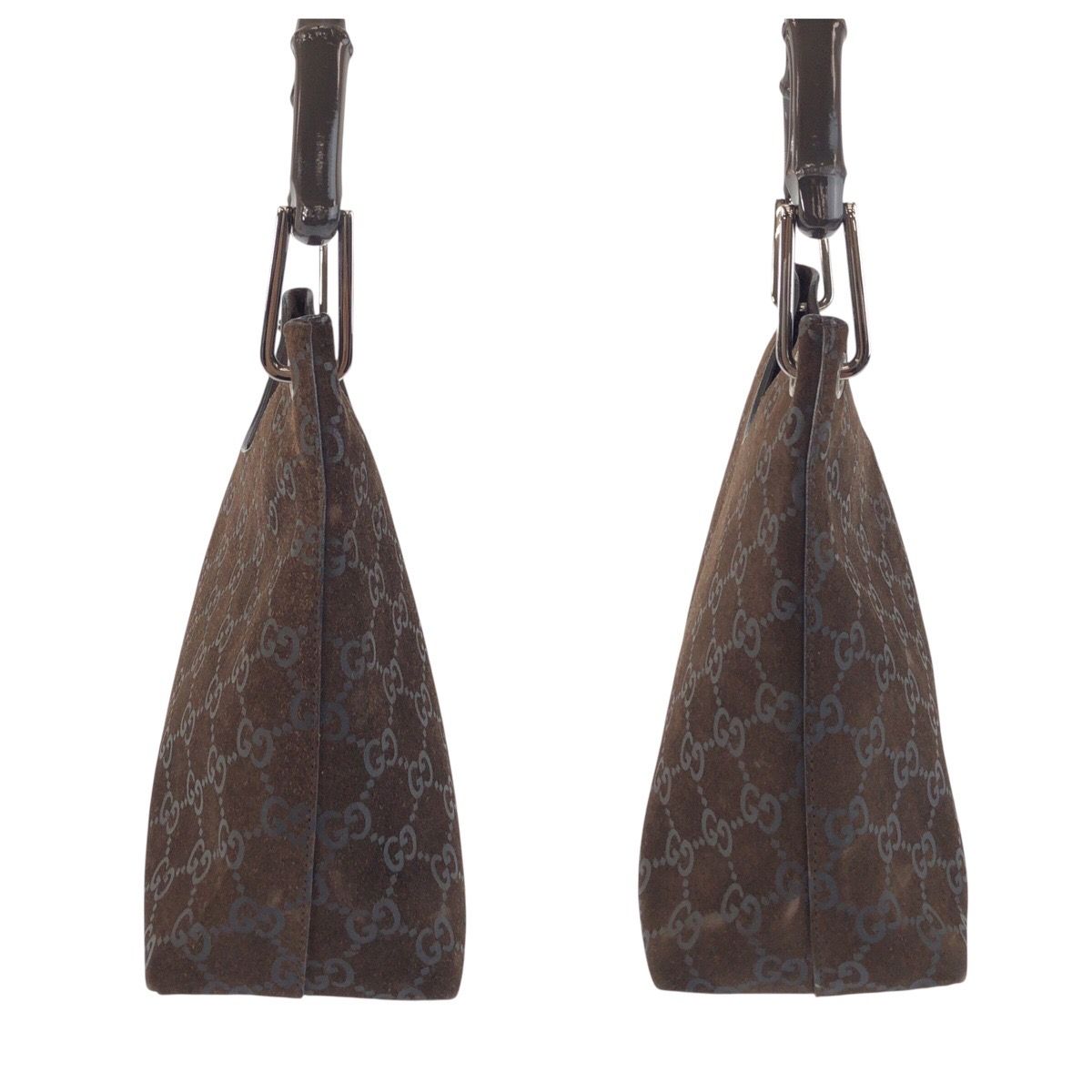 Gucci Bamboo Brown Silver Suede 008 Shoulder — view 8