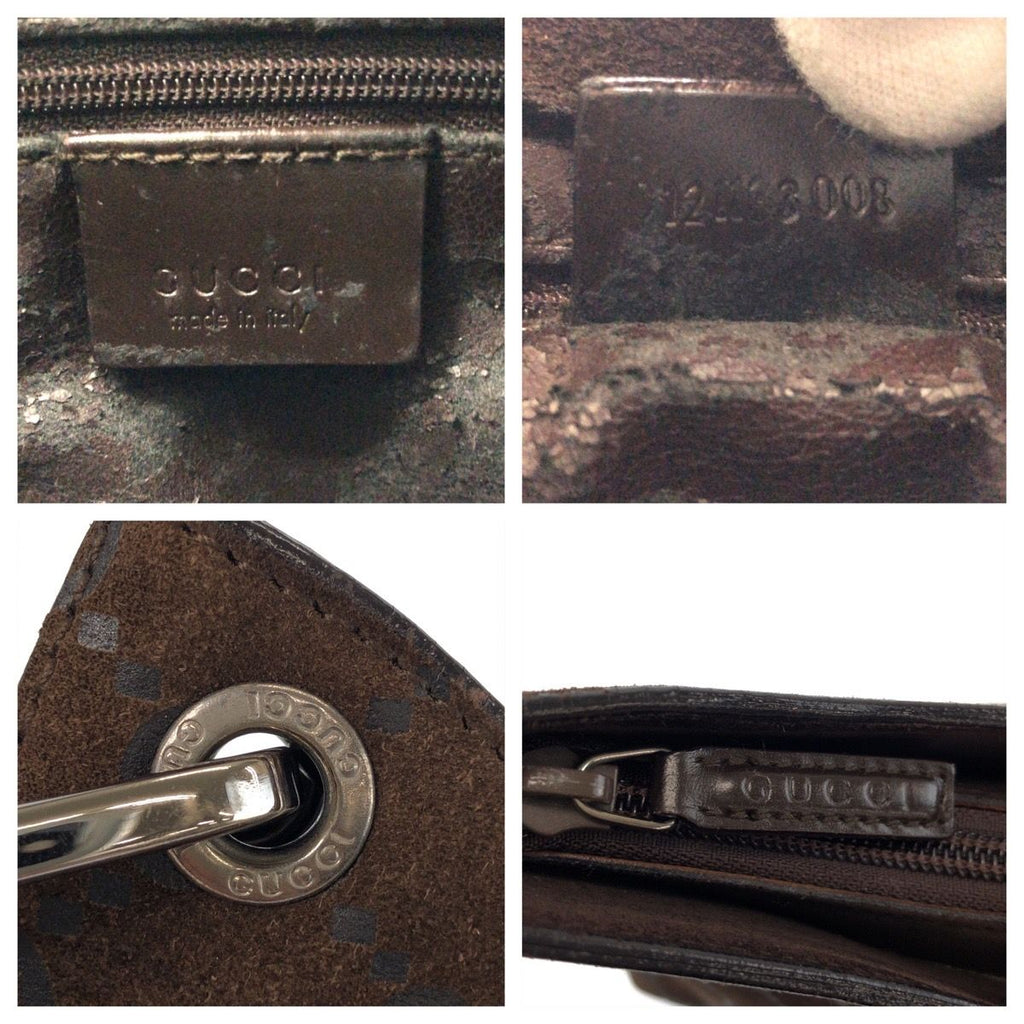 Gucci Bamboo Brown Silver Suede 008 Shoulder — view 4