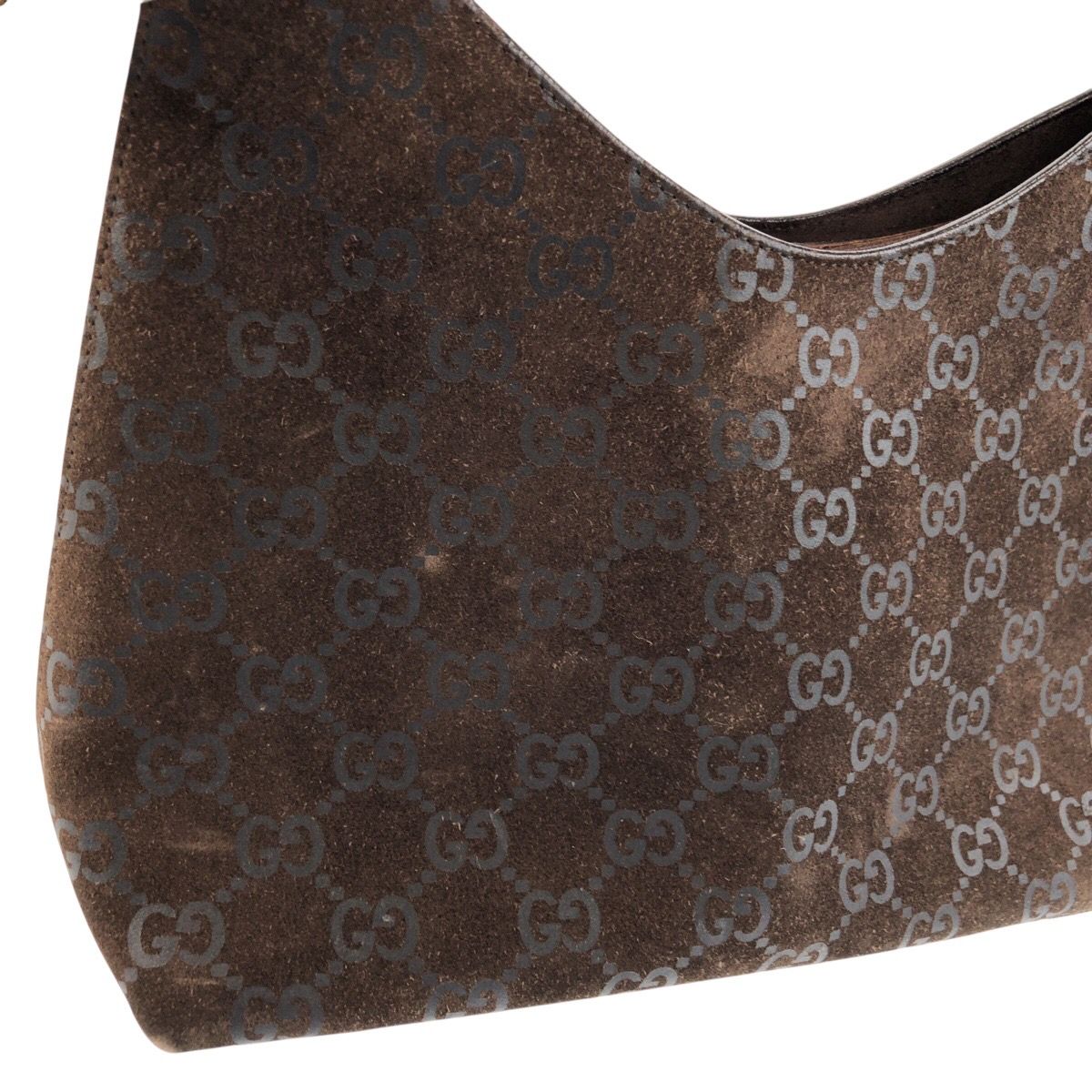 Gucci Bamboo Brown Silver Suede 008 Shoulder — view 6