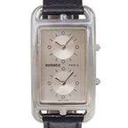 Hermes Cape Cod 2 Zone Duzon Stainless Steel Leather Quartz Analog Display