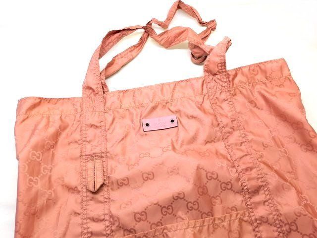 Gucci GG Pattern Nylon Eco Tote Bear Charm Out of Stock Pink — view 2